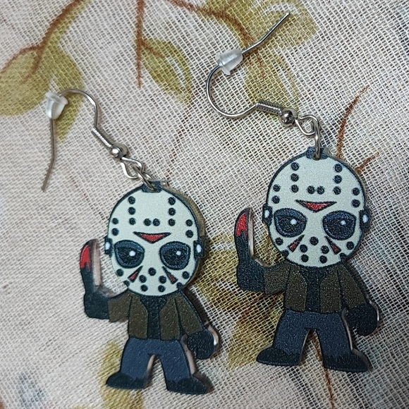 Jason Voorhees Friday the 13th Michael Myers Horror Movie Pierced Earrings NEW - Picture 1 of 4